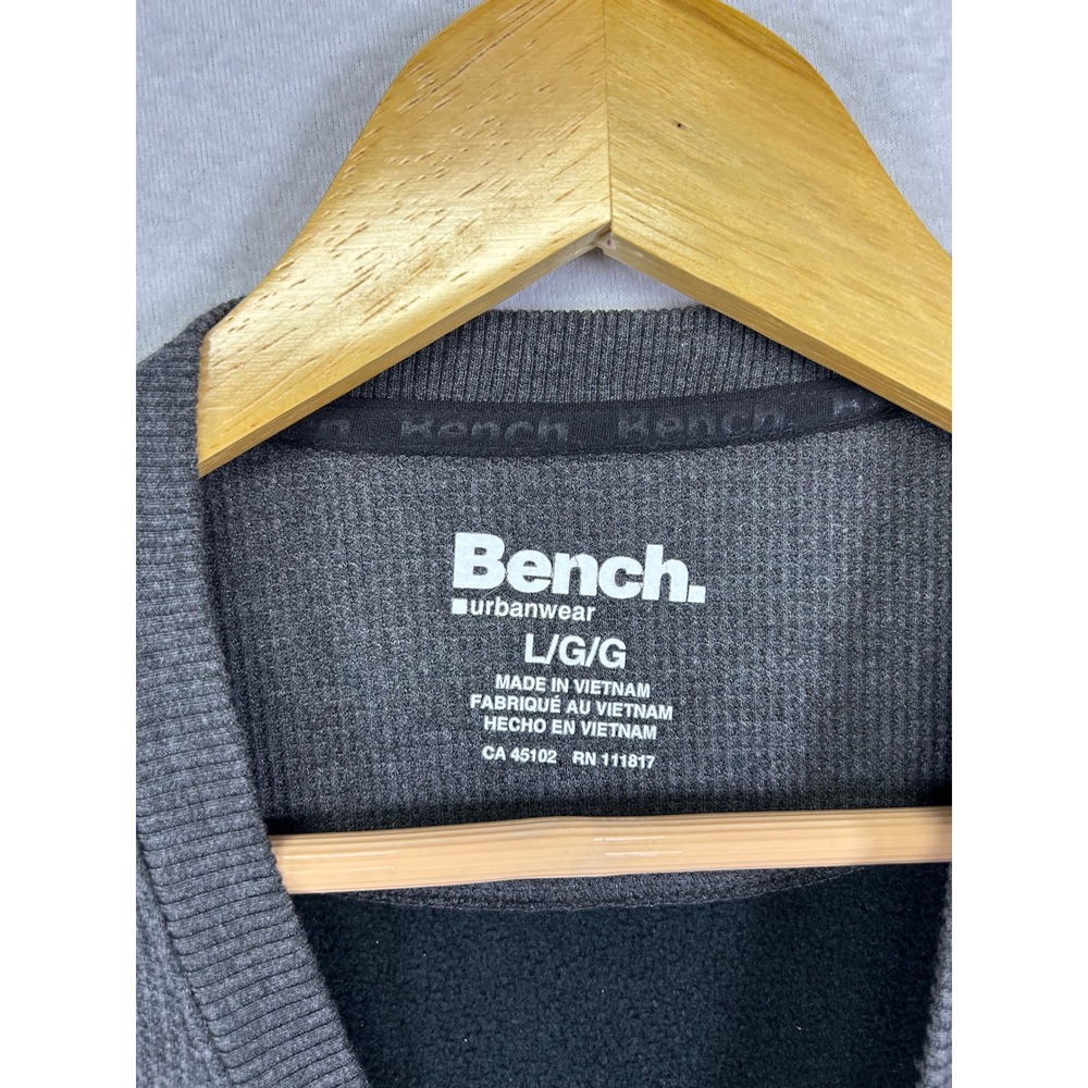 Gorpcore Bench Mens Large Gray Waffle Knit Fleece Lined Crewneck Sweatshirt L View 3